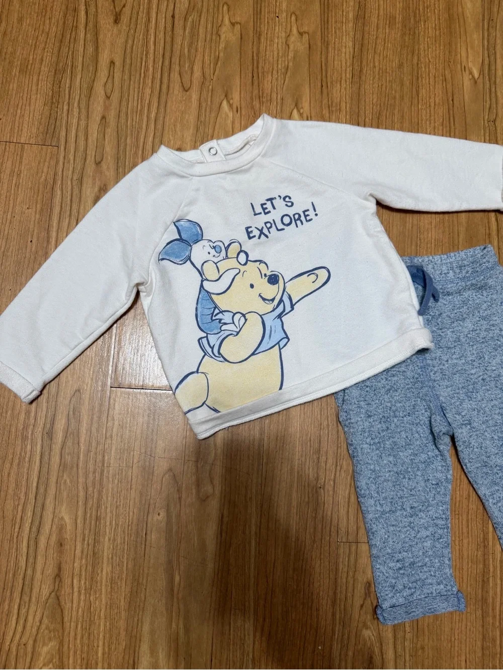 Disney Cream Top & Blue Pants Kids Matching Set - Winnie the Pooh